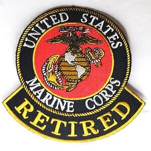 USMC Retired Patch Eagle Globe Anchor Round Sew‑On 3‑5/8" × 3‑5/8"